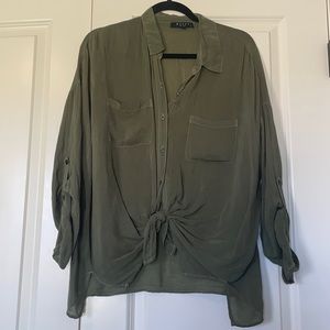 MAVEN WEST army green button down blouse